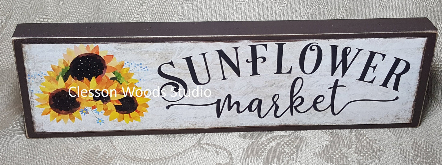 Sunflower Market Horizontal Wood Sign