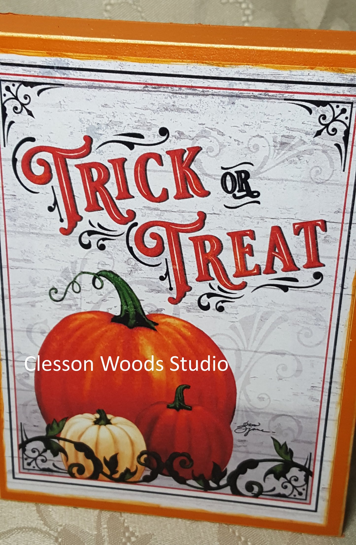 Trick or Treat (Vertical) Small Wood Block Sign
