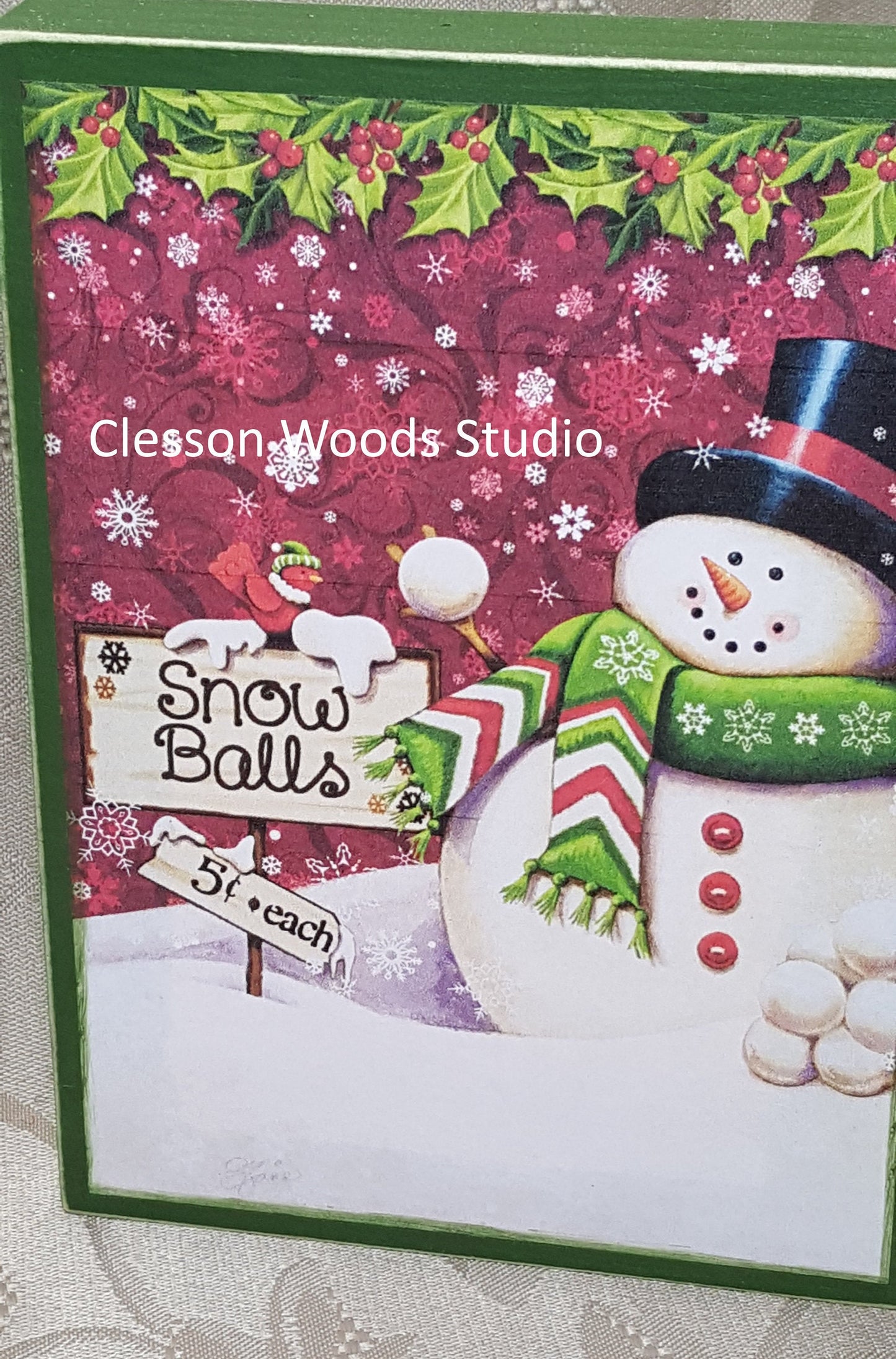 Snow Balls 5 Cents Each Small Wood Block Sign