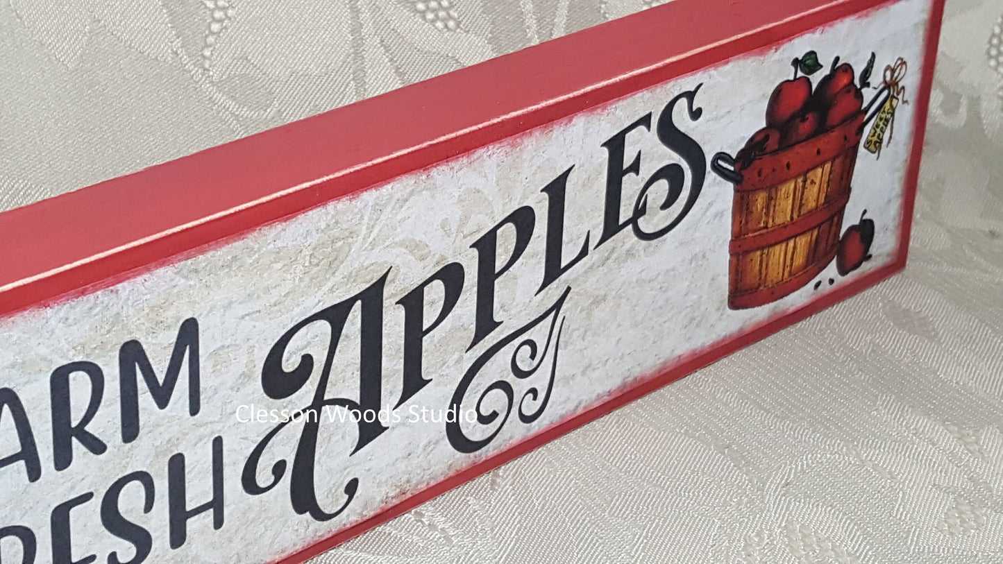 Farm Fresh Apples Horizontal Wood Sign