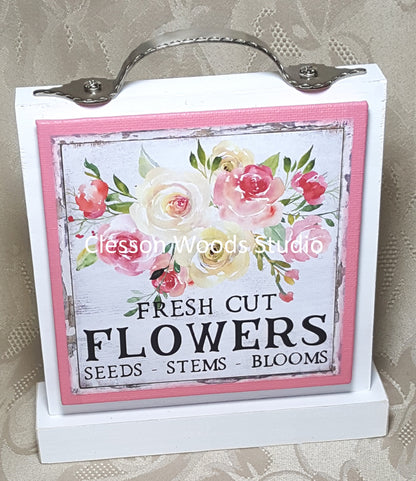 Fresh Cut Flowers 5"x5" Canvas (Pink)