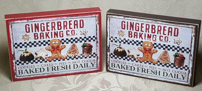 Gingerbread Baking Company Small Wood Block Sign