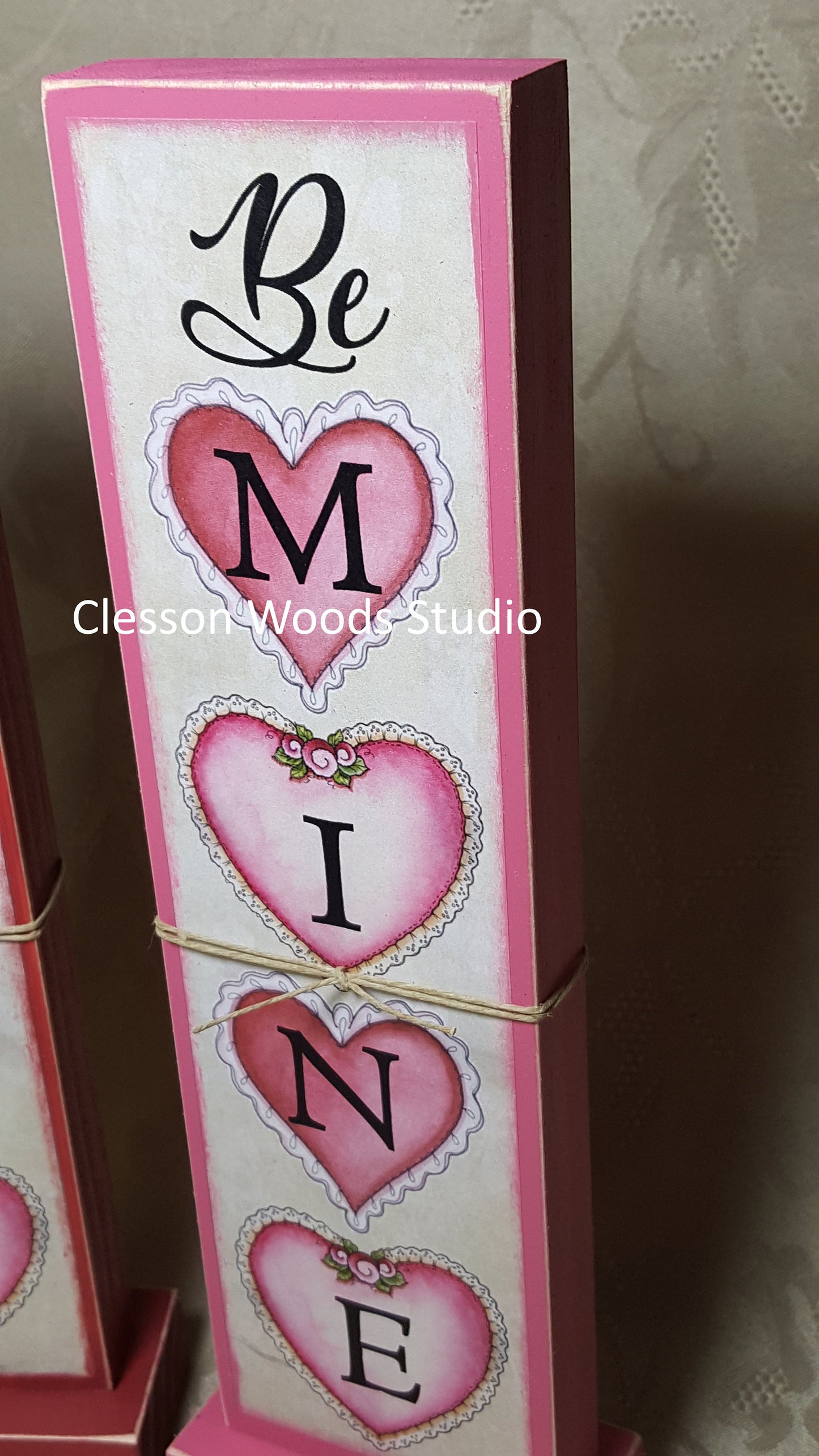 Be Mine Hearts Valentine Vertical Wood Sign
