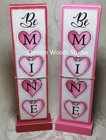 Be Mine Hearts Valentine Vertical Wood Sign
