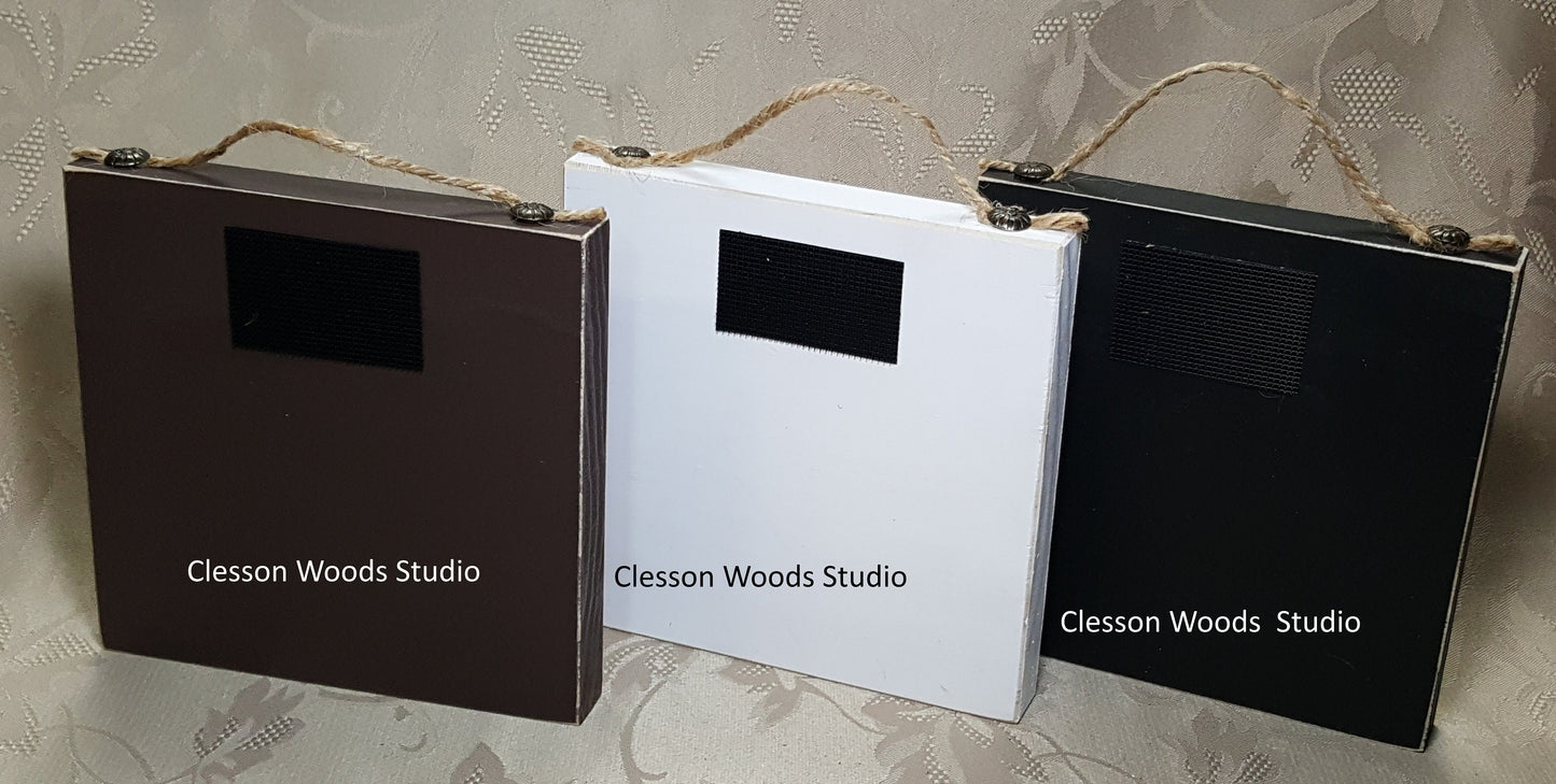 Trio of Stockings on Crate (Red Border) 5x5 Canvas Panel