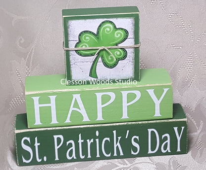 Happy St. Patrick's Day Wood Block Stack