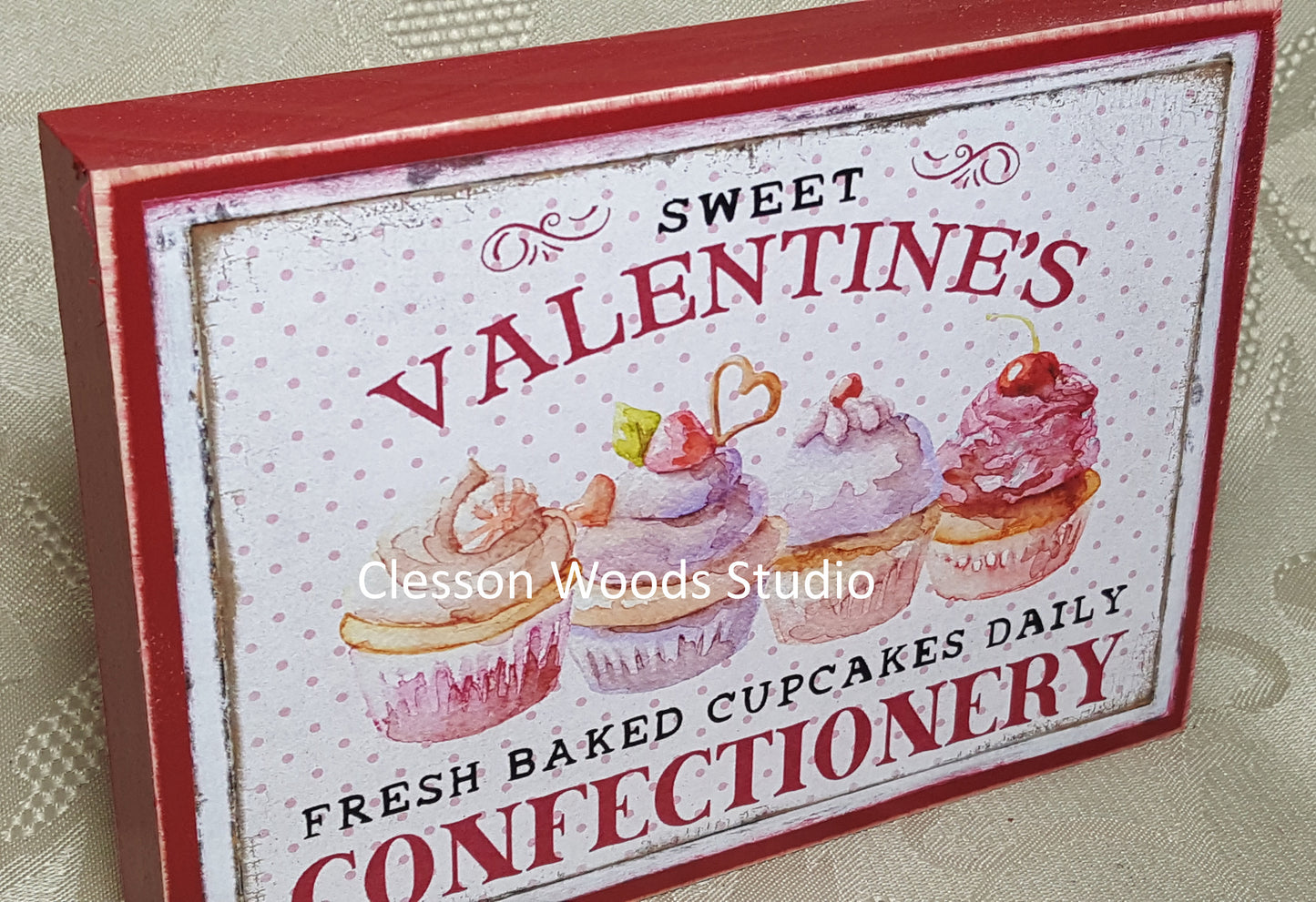 Sweet Valentine's Confectionery (Red) Small Wood Sign