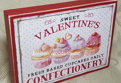 Sweet Valentine's Confectionery (Red) Small Wood Sign