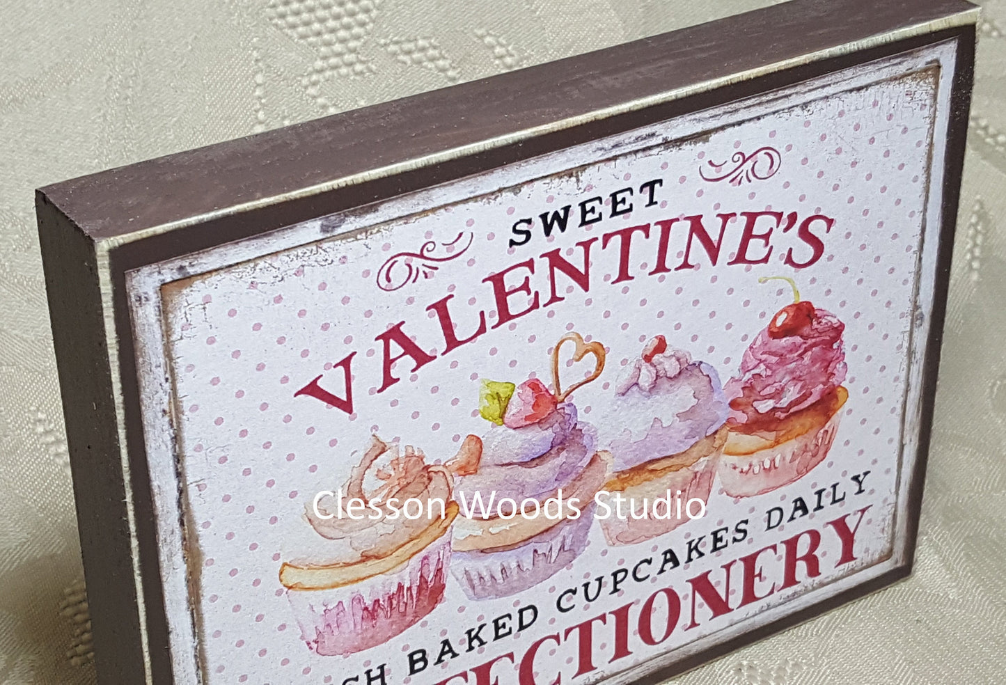 Sweet Valentine's Confectionery (Brown) Small Wood Sign