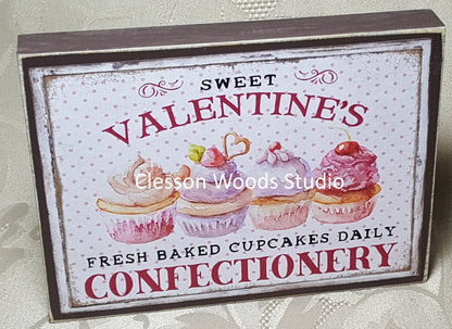 Sweet Valentine's Confectionery (Brown) Small Wood Sign
