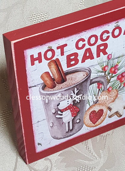 Hot Cocoa Bar Wood Block Sign
