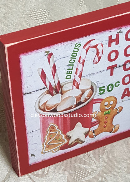 Delicious Hot Cocoa 50 Cents Wood Block Sign