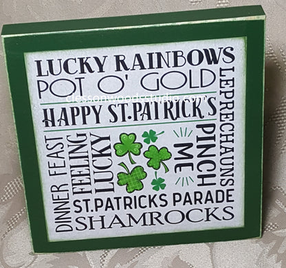 St. Patrick's Day Subway Art Square Small Wood  Sign