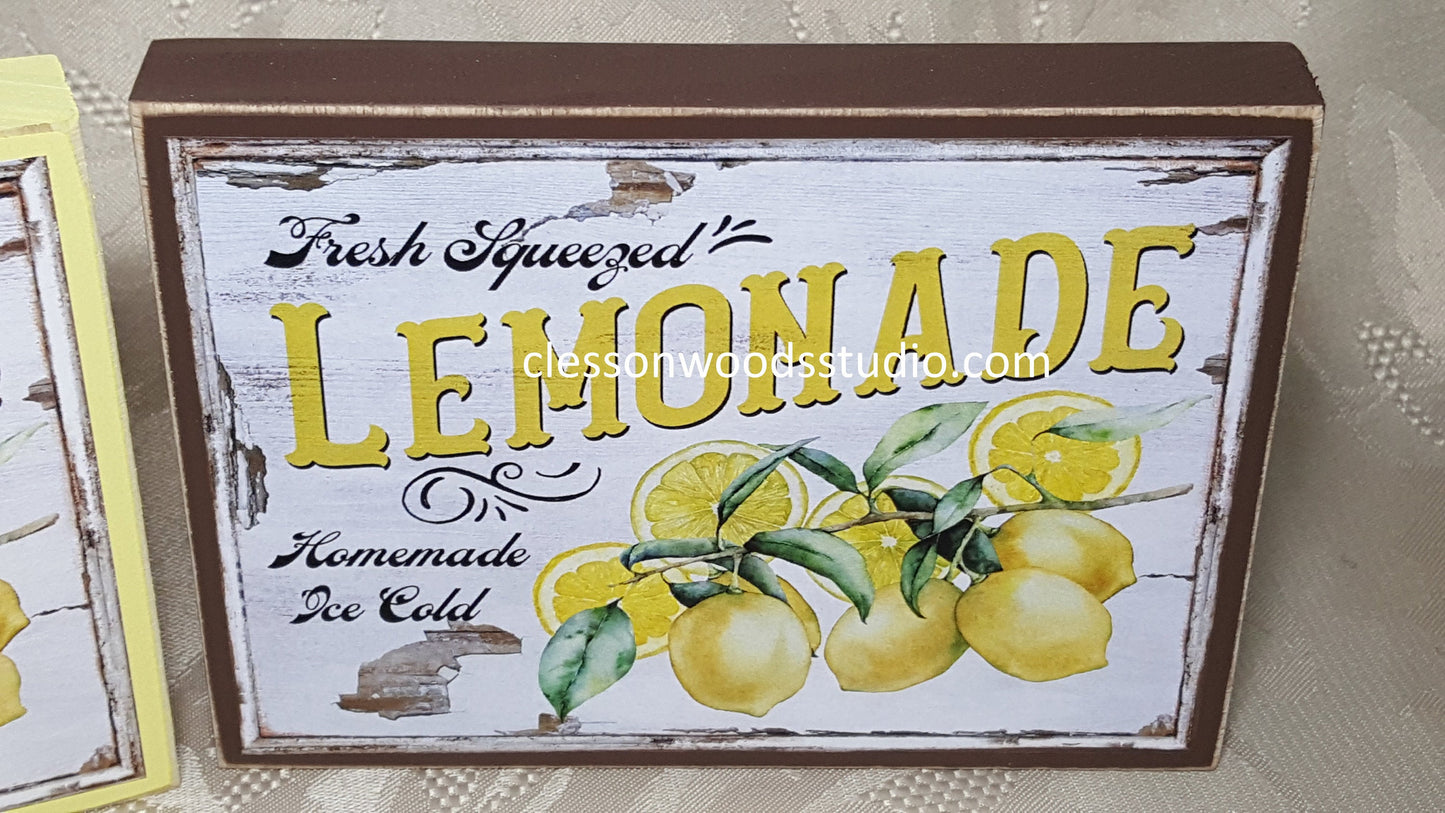 Fresh Squeezed Lemonade Small Wood Sign