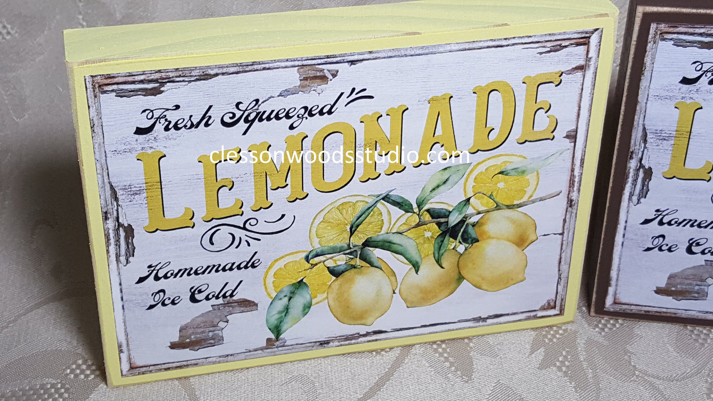 Fresh Squeezed Lemonade Small Wood Sign