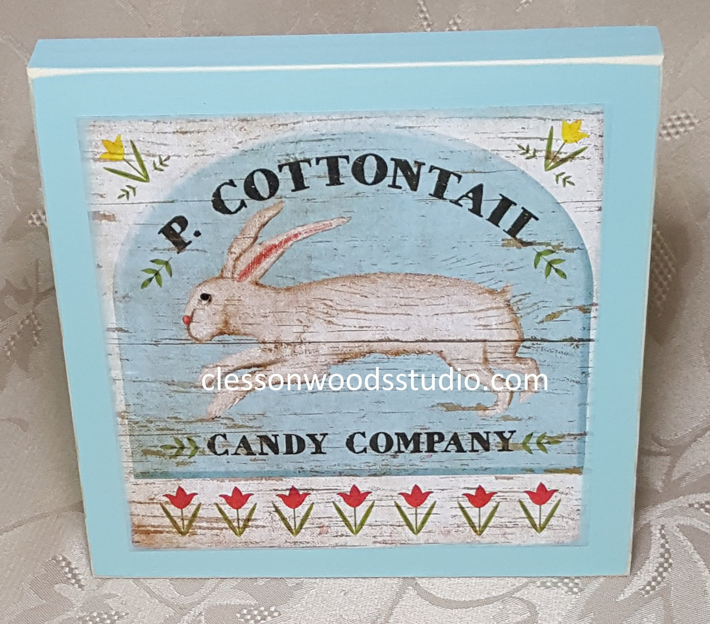 P Cottontail Candy Company Wood Block Sign