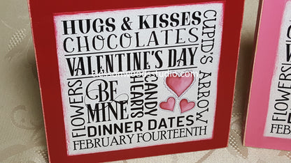 Valentine's Day Subway Art Square Small Wood  Sign