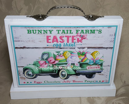 Easter Bunny Tail Farms (Lt Blue Border) 7"x5" Canvas