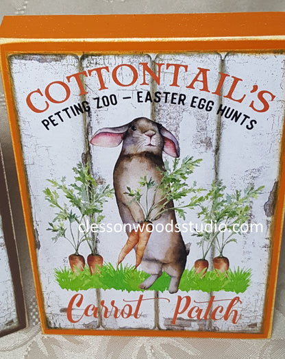 Cottontails Carrot Patch Wood Sign