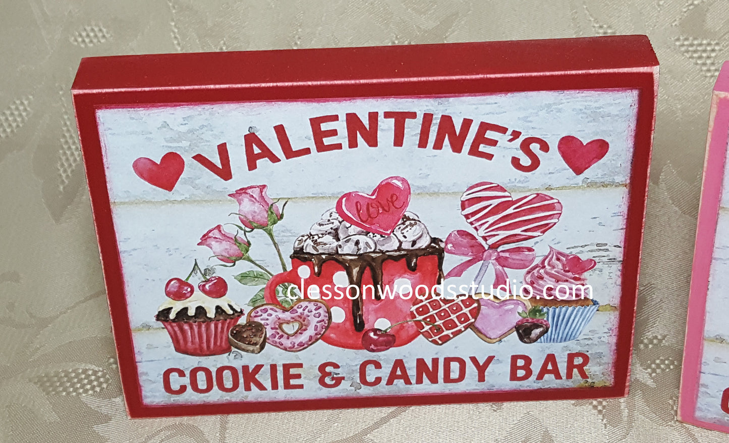 Valentine's Cookie and Candy Bar Small Wood Sign
