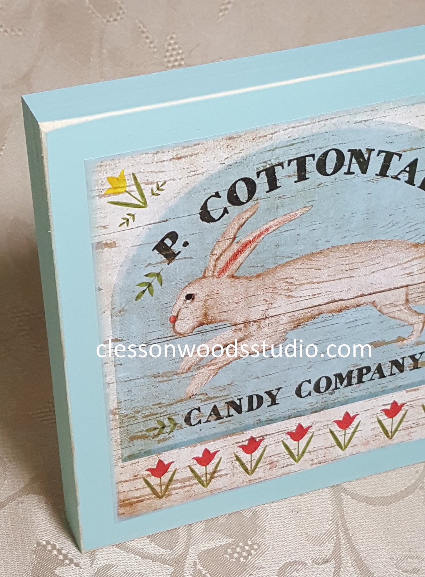 P Cottontail Candy Company Wood Block Sign