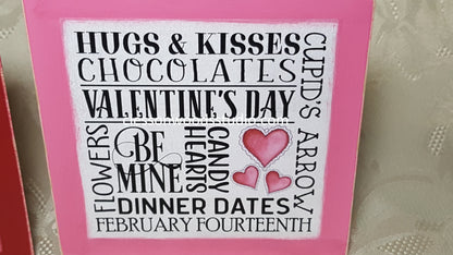 Valentine's Day Subway Art Square Small Wood  Sign