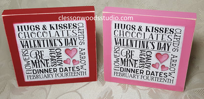 Valentine's Day Subway Art Square Small Wood  Sign