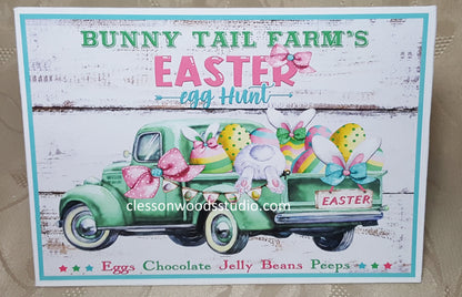 Easter Bunny Tail Farms (Lt Blue Border) 7"x5" Canvas