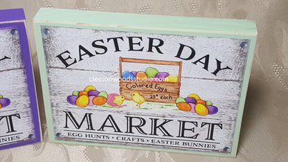 Easter Day Market Wood Block Sign