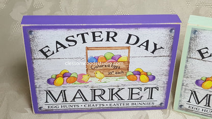 Easter Day Market Wood Block Sign