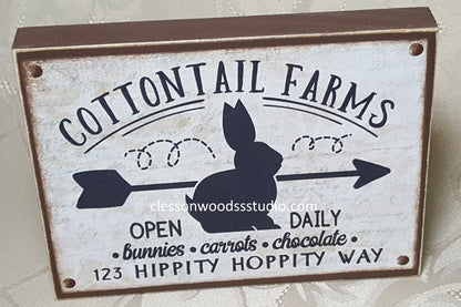 Cottontail Farms Wood Block Sign