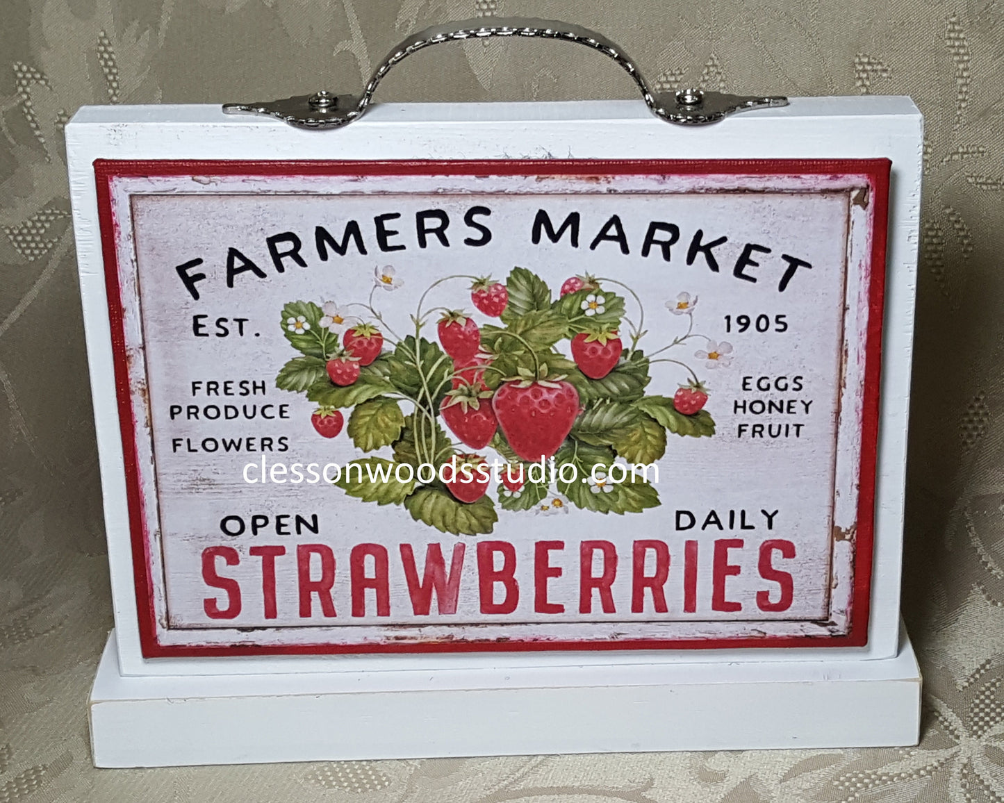 Farmers Market Strawberries Red 7"x5" Canvas