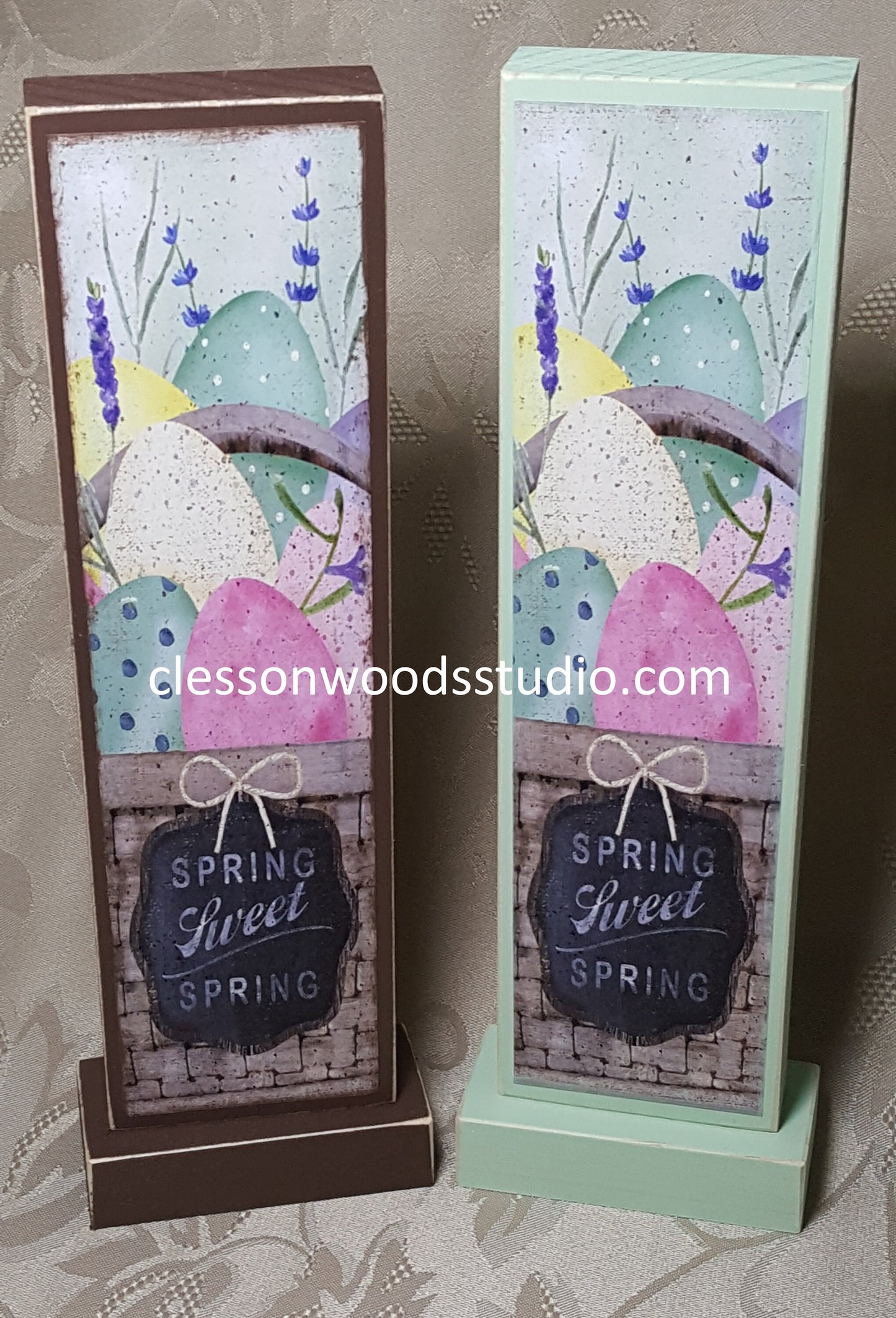 Spring Sweet Spring Egg Basket Vertical Wood Sign