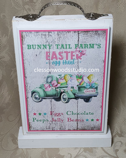 Bunny Tail Farms Easter Truck Pink Border 5"x7" Canvas