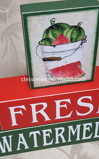 Fresh Watermelon Wood Block Stack