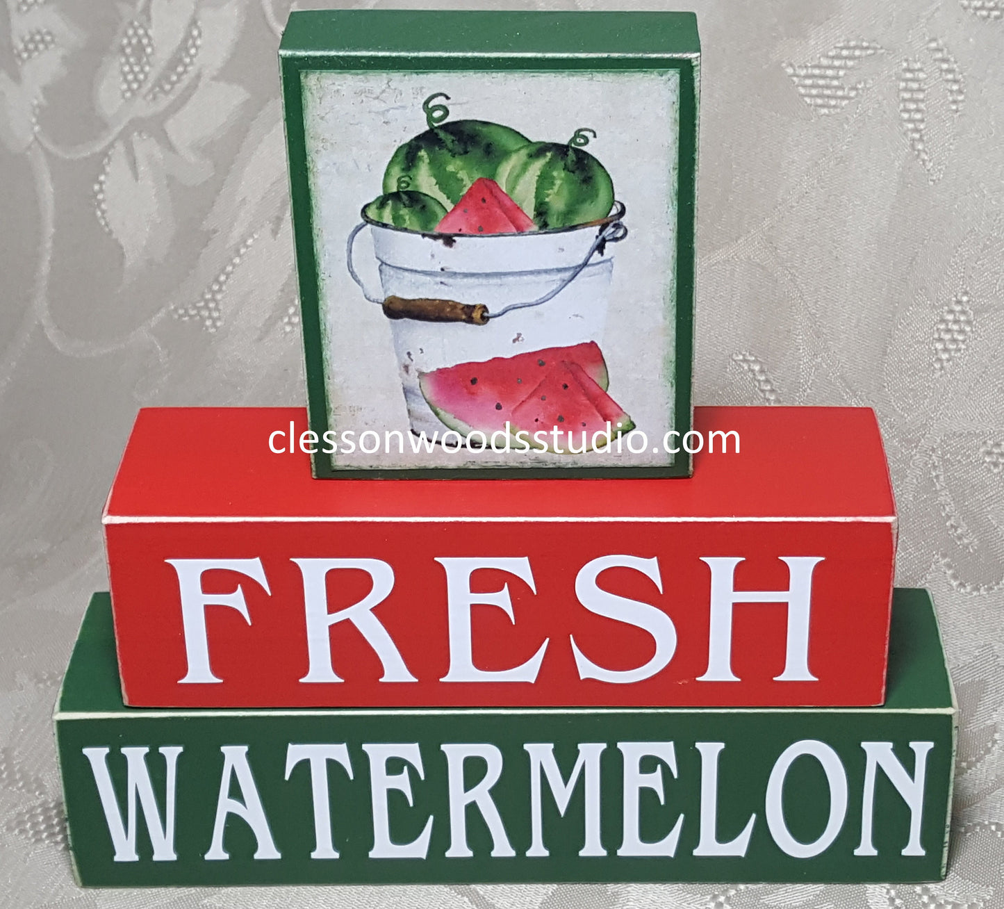 Fresh Watermelon Wood Block Stack