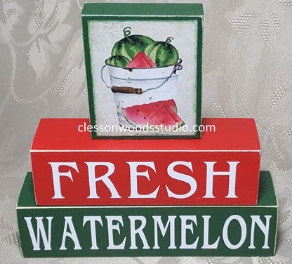 Fresh Watermelon Wood Block Stack