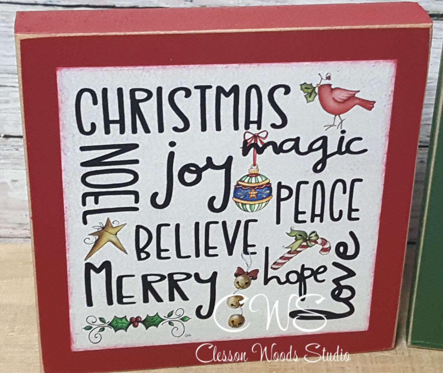 Christmas 1 Subway Style Print Square Wood Sign