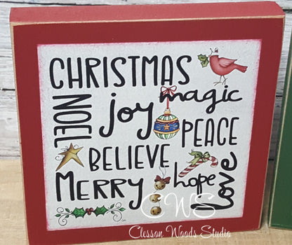 Christmas 1 Subway Style Print Square Wood Sign
