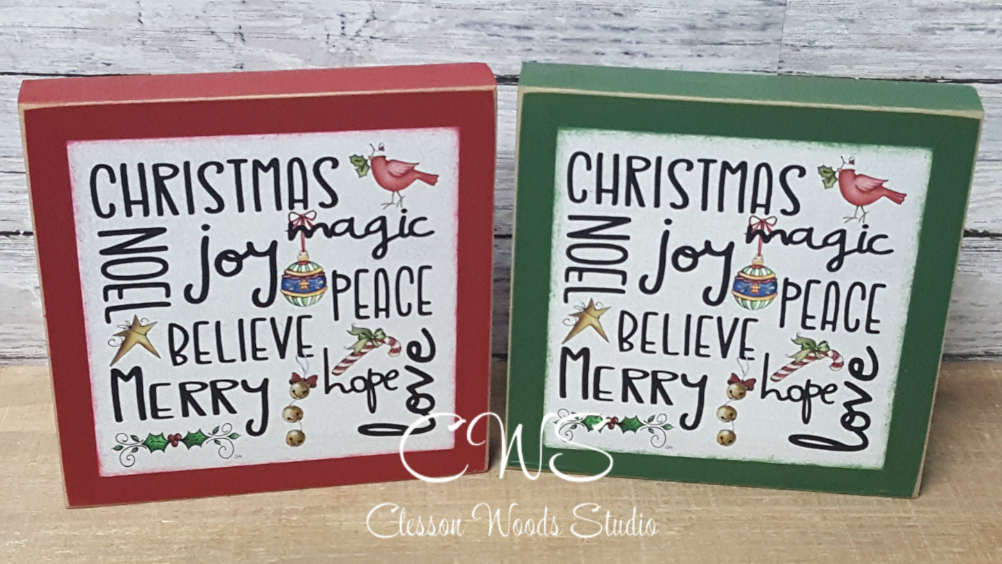 Christmas 1 Subway Style Print Square Wood Sign