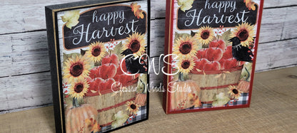Happy Harvest Bushel Basket of Apples Wood Sign