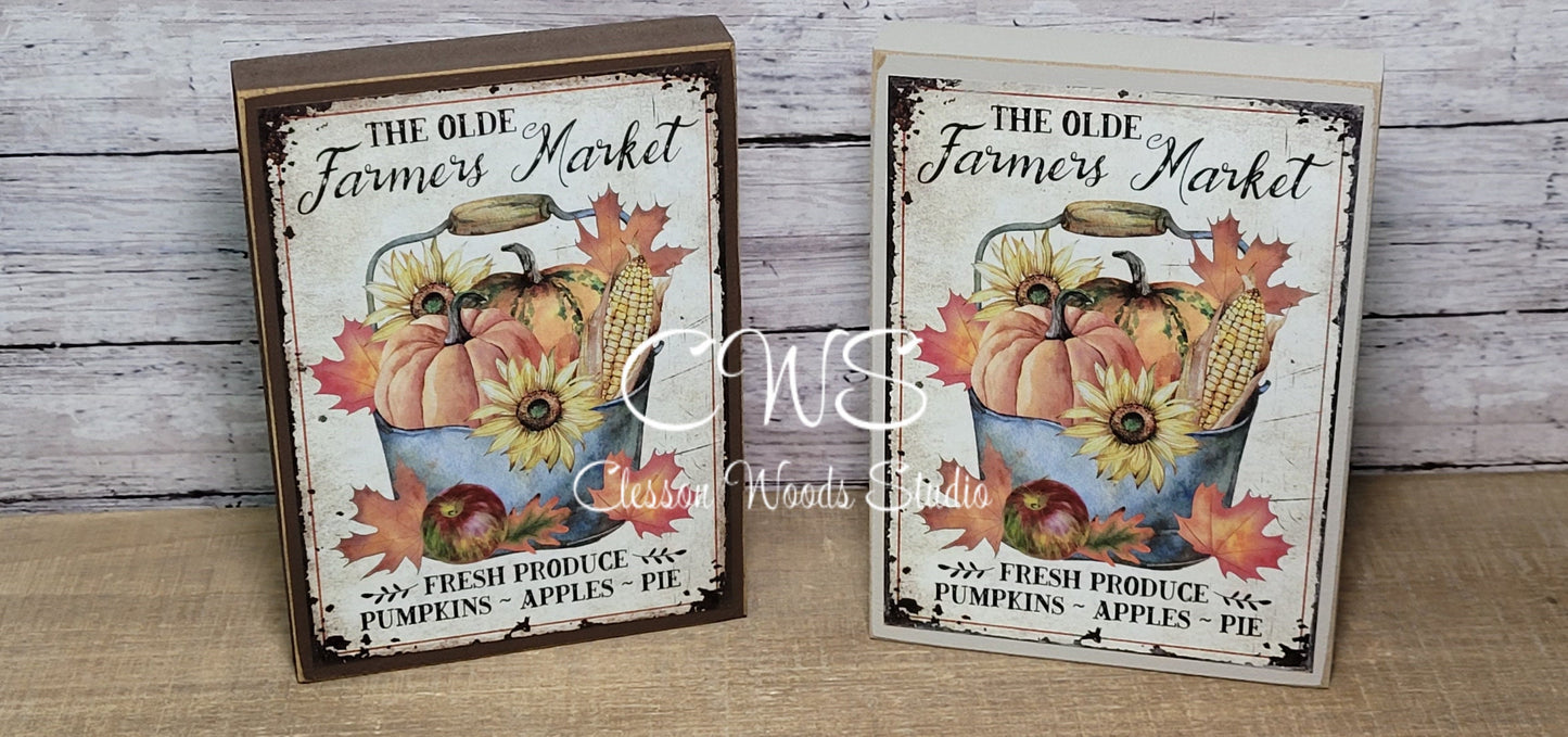 The Old Farmers Market Pumpkins Apples Pies Wood Sign