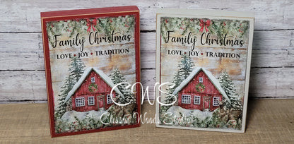Family Christmas Love Joy Tradition Wood Sign