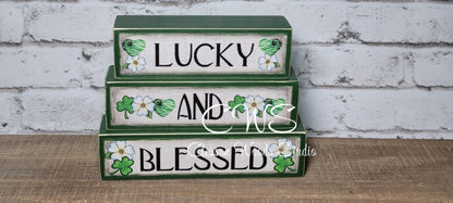 Lucky And Blessed St. Patrick's Day Wood Block Stack
