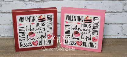 Valentine Subway Style Print Square Wood Sign