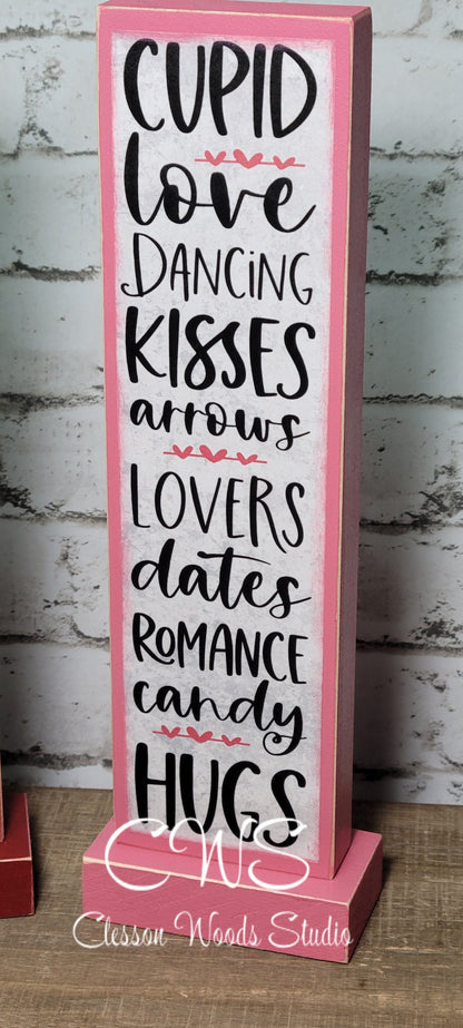 Valentine Words 2 Vertical Wood Sign