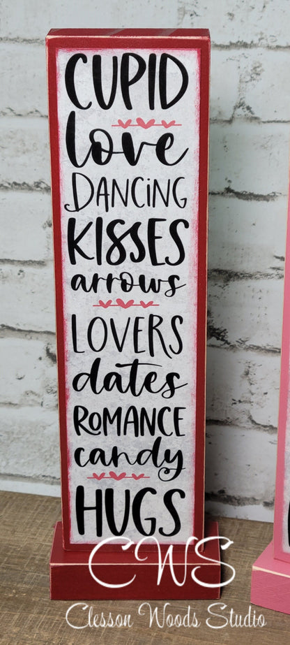 Valentine Words 2 Vertical Wood Sign