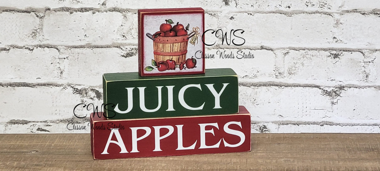 Fresh Apples (Juicy Apples) Reversible Wood Block Stack
