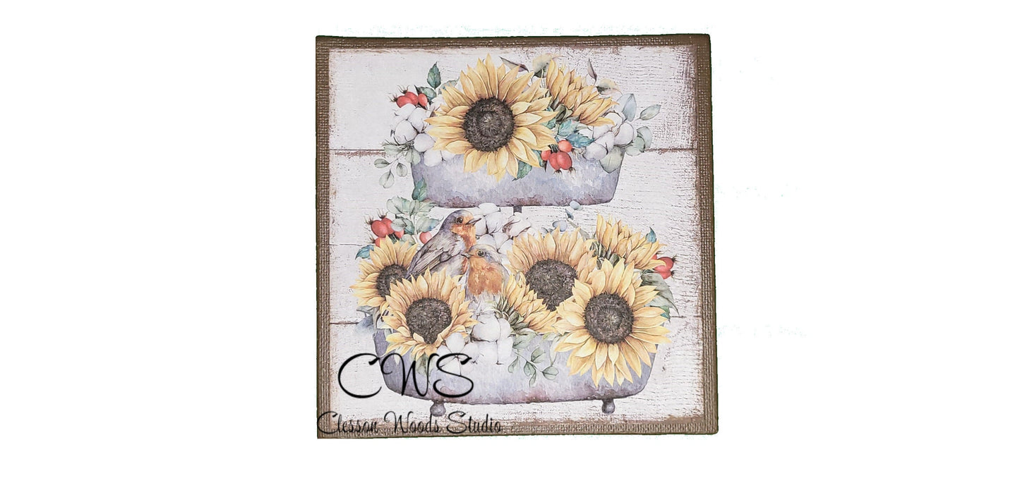 Fall Sunflowers 3 Pc 5"x5" Canvas Set