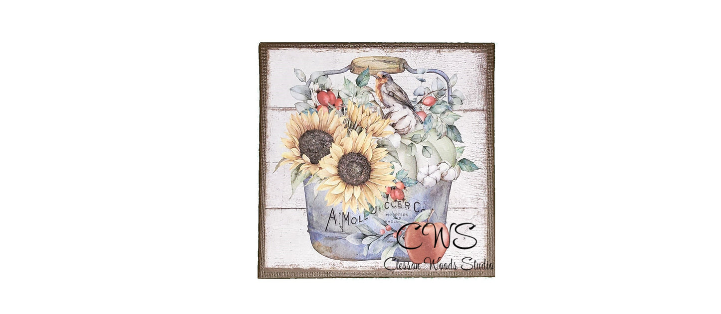 Fall Sunflowers 3 Pc 5"x5" Canvas Set